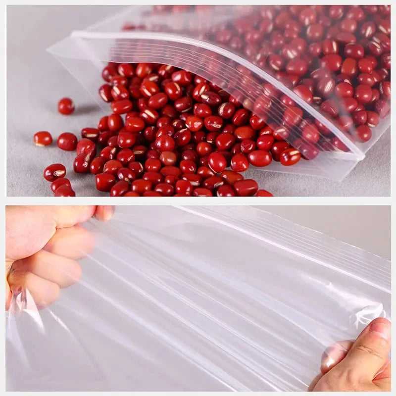100Pcs Thicken Zipper Sealed Bags Clear Plastic Storage Bag for Small