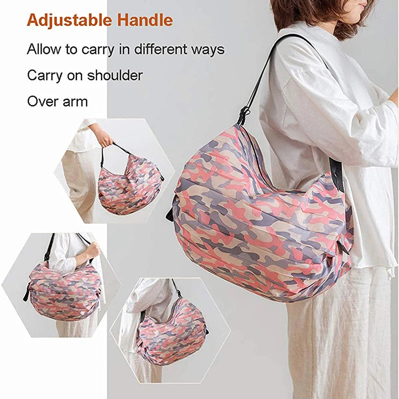Foldable Storage Bag With Handle Portable Travel Camouflage Handbags