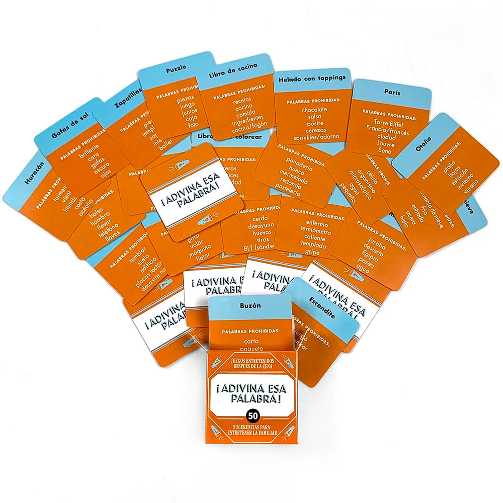 Spanish Mini Size Game Cards " Name That Word !" 50 Pcs Cards Game