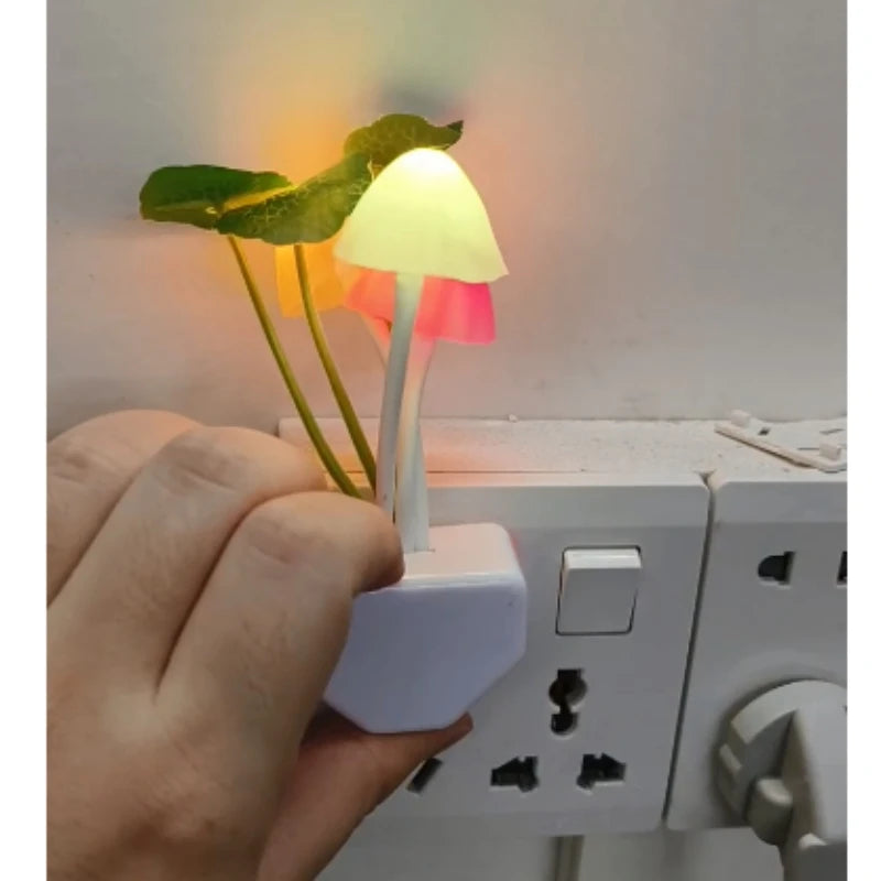 Novelty Mushroom Fungus Night Light EU & US Plug Light Sensor 220V 3