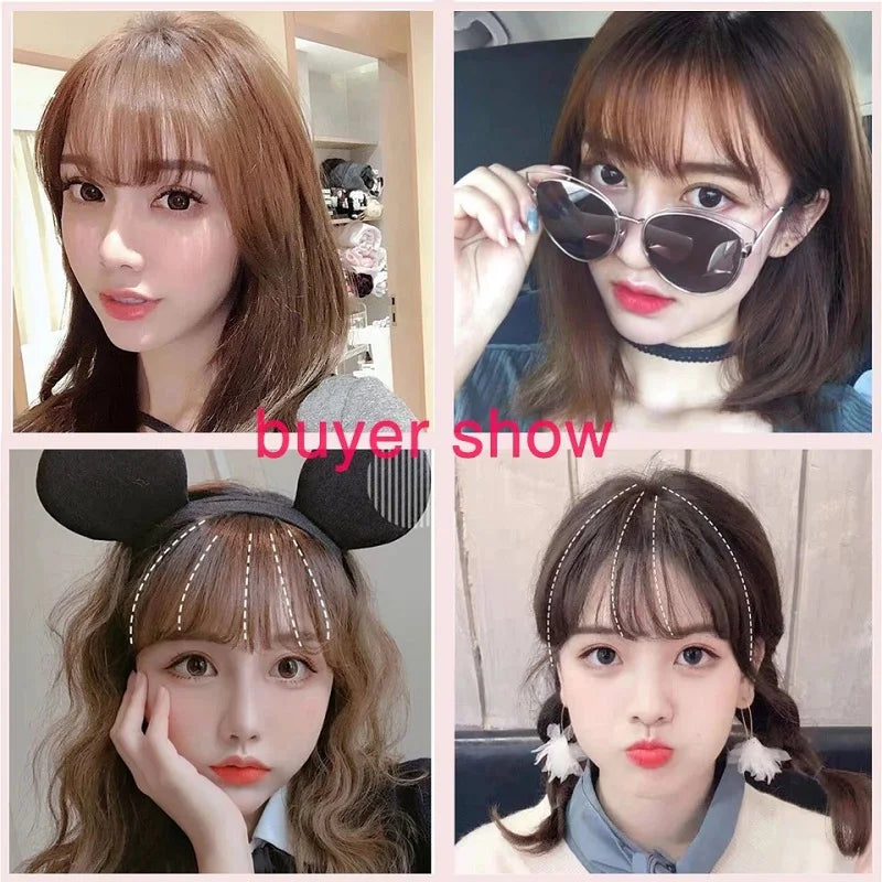 Synthetic Fake Invisible Air Bangs Hair Extension Front Fringes