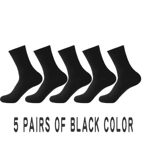5 Pairs Men Bamboo Fiber Crew Casual Socks Man High Quality Spring