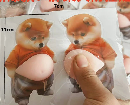 Fat Chai Dog Anti-Collision Stickers - Cute Big-Bellied Dog Car