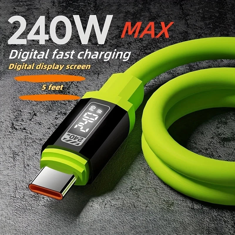 1.5m Fast Charging 27/120/240W USB Type-C To Type-C Cable Real-Time