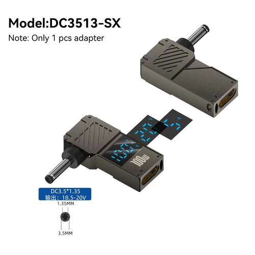 PD100W Type-C to DC Plug Converter USB C to DC Laptop Charging Adapter
