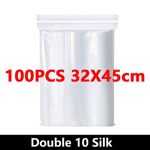 100Pcs Thicken Zipper Sealed Bags Clear Plastic Storage Bag for Small