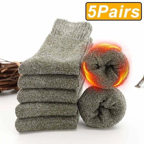 5 Pairs Winter Warm Men’s Socks Wool Male Women Socks Super Thicker