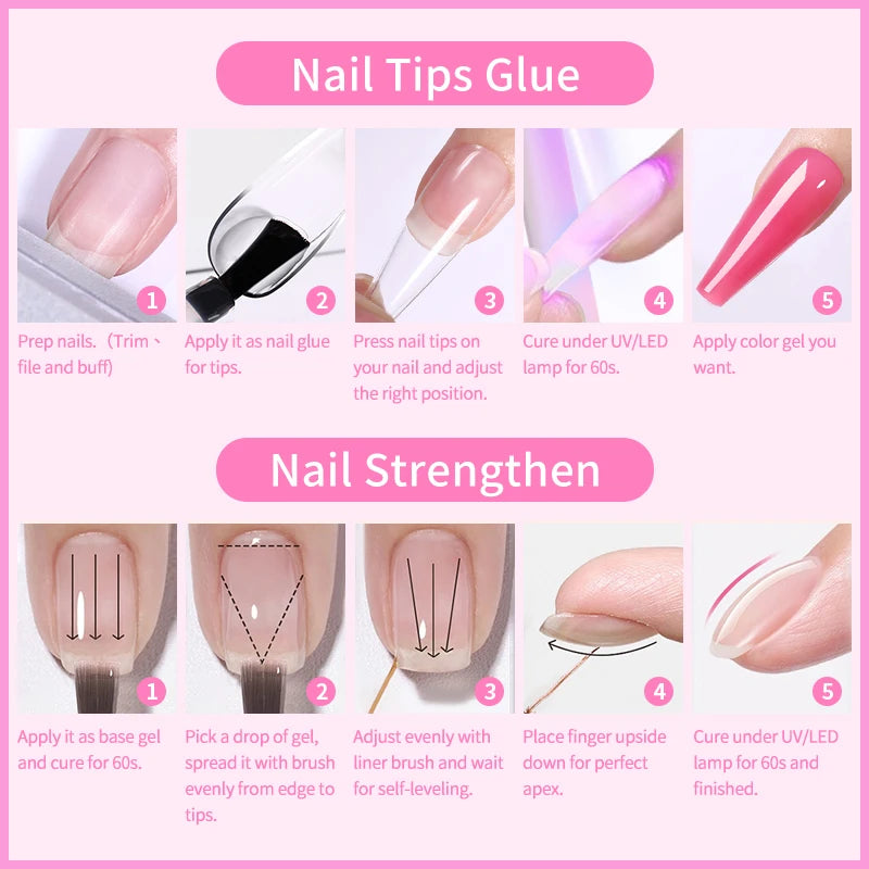 BORN PRETTY 6 IN 1 Nail Glue Gel 15ML for Acrylic Nails Soak off Base