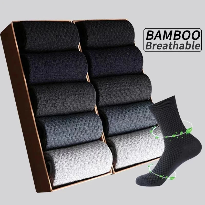 5 Pairs Men Bamboo Fiber Crew Casual Socks Man High Quality Spring