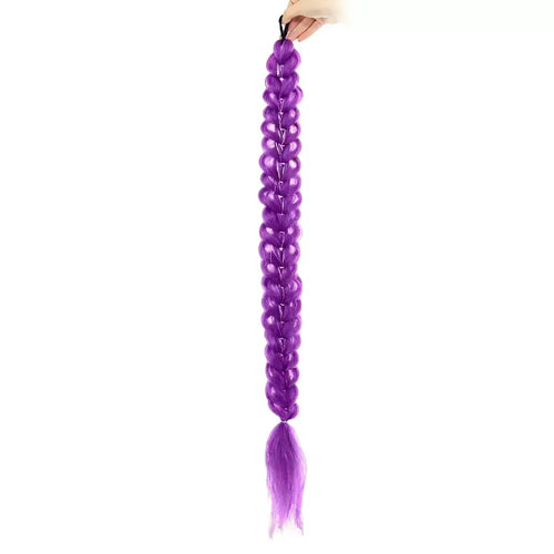 32 Inch Synthetic Purple Braided Wig Shimmering Metallic Kids