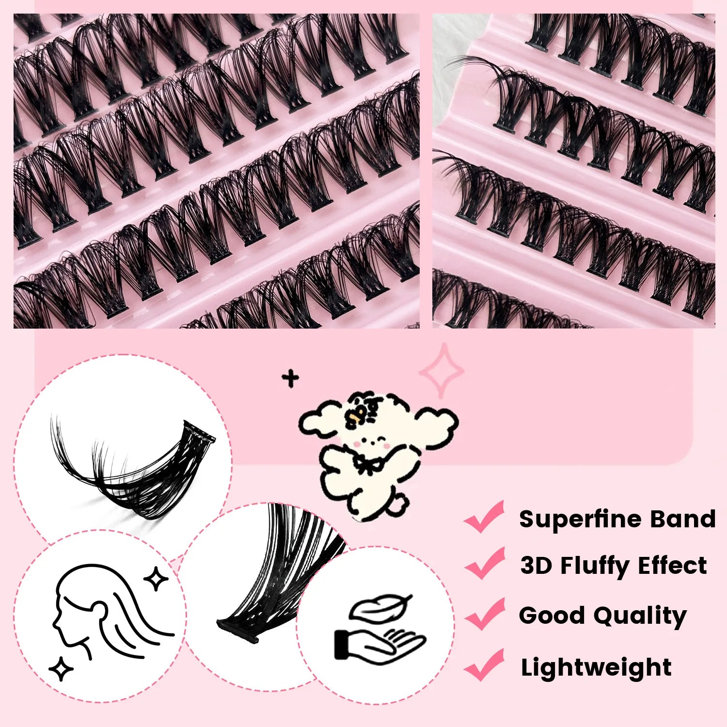 MIAOJIE 200pcs Cluster Lashes Individual Lashes 8-16mm Natural Look