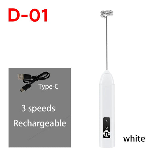 Wireless Milk Frother Electric Type-C Handheld Blender Stainless Steel