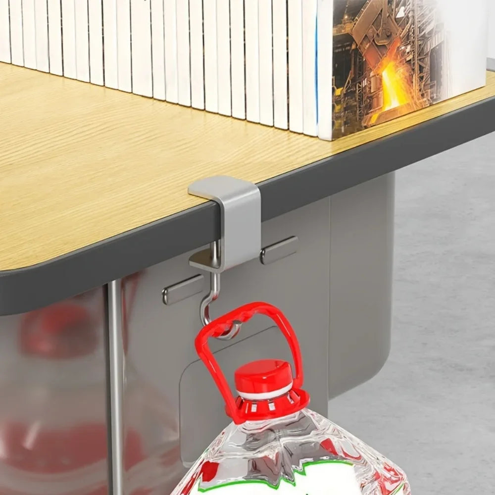 1/2pcs 360° Rotatable Steel Table Hooks - Detachable, Non-Destructive