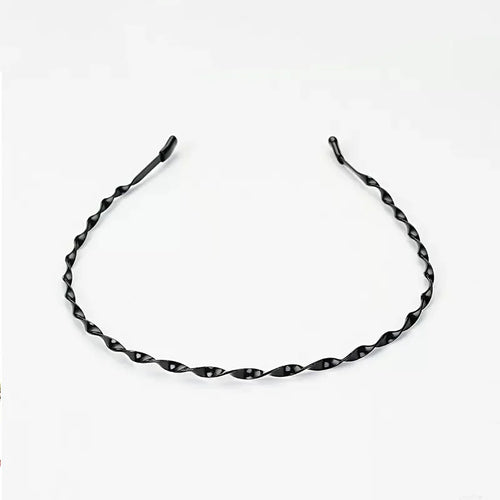 Unisex Black Elastic Non Slip Simple Metal Headbands For Men Women