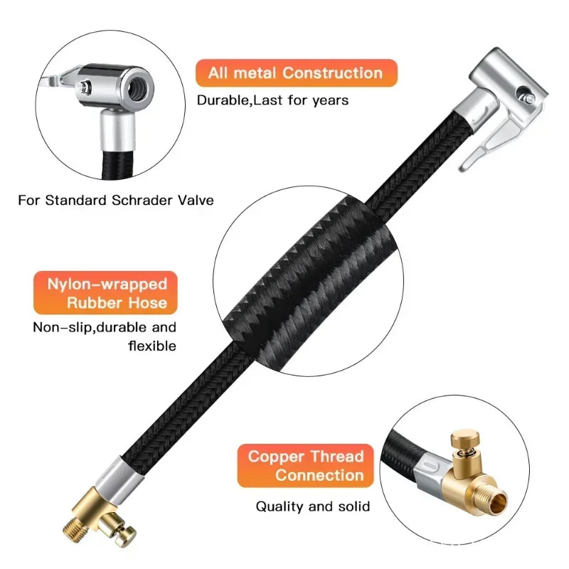 Car Tire Inflator Hose Air Pump Extension Tube Adapter Tire Repair