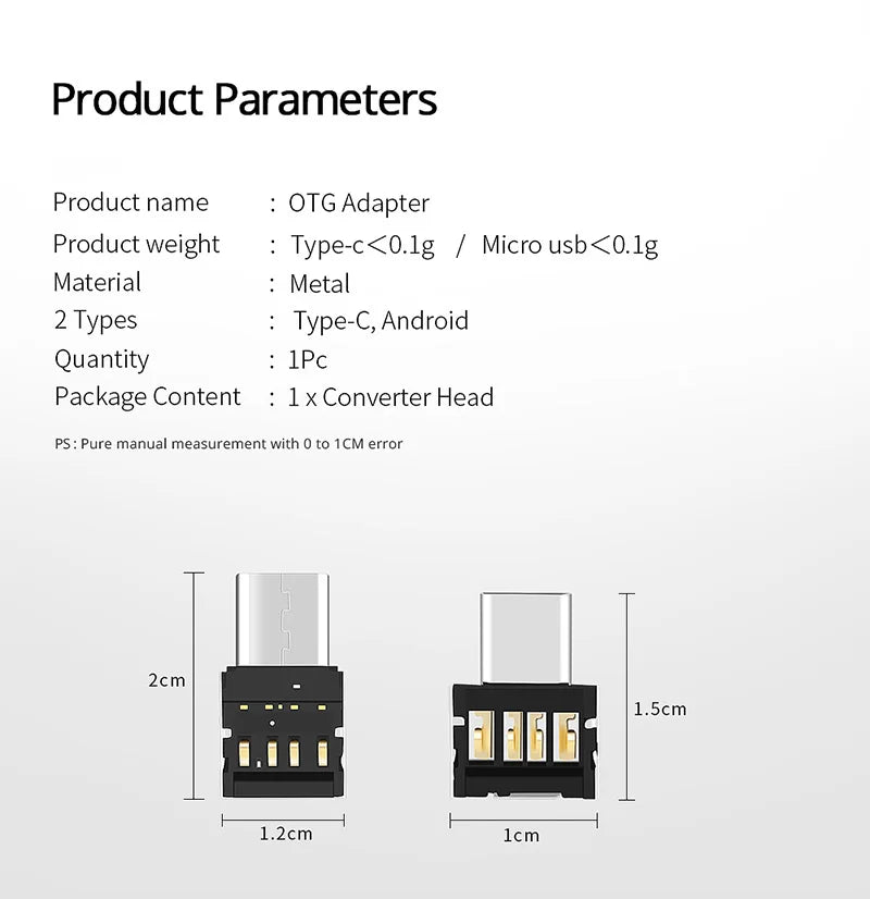 1/5PCS Universal Type-C Micro USB to USB 2.0 OTG Adapter Connector for