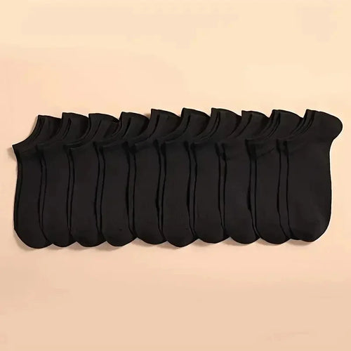 10/20 Pairs Unisex Casual Plain Color Boat Socks Thin Breathable Comfy