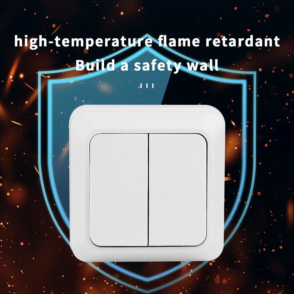 White EU Standard Rocker Switch On/Off Wall Surface 2 Gang 1 Way