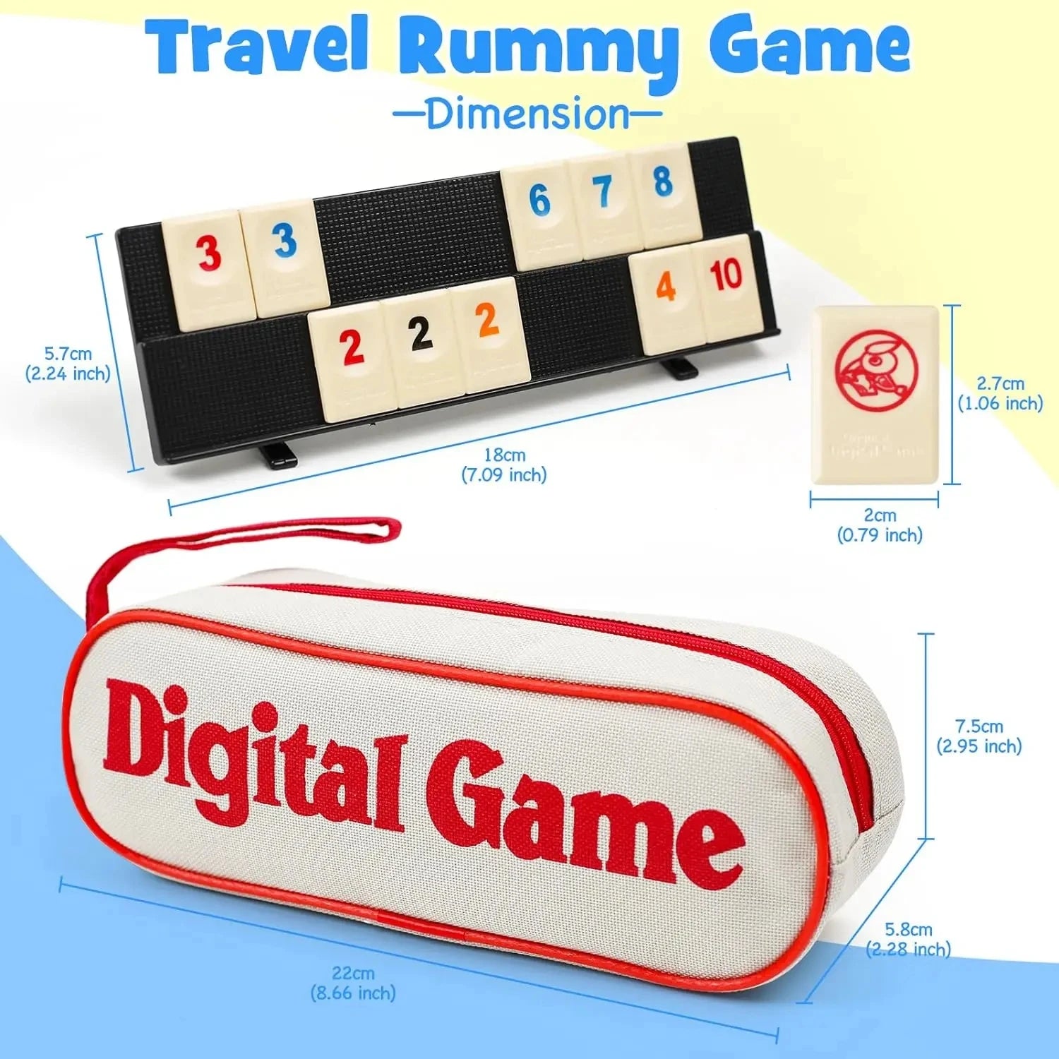 Rummy Cube Game with 4 Racks, 106 Rummy Cube Game Set with Portable