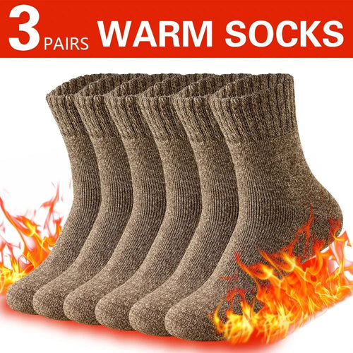 3 Pairs Winter Thick Warm Men’s Wool Socks Outdoor Thermal