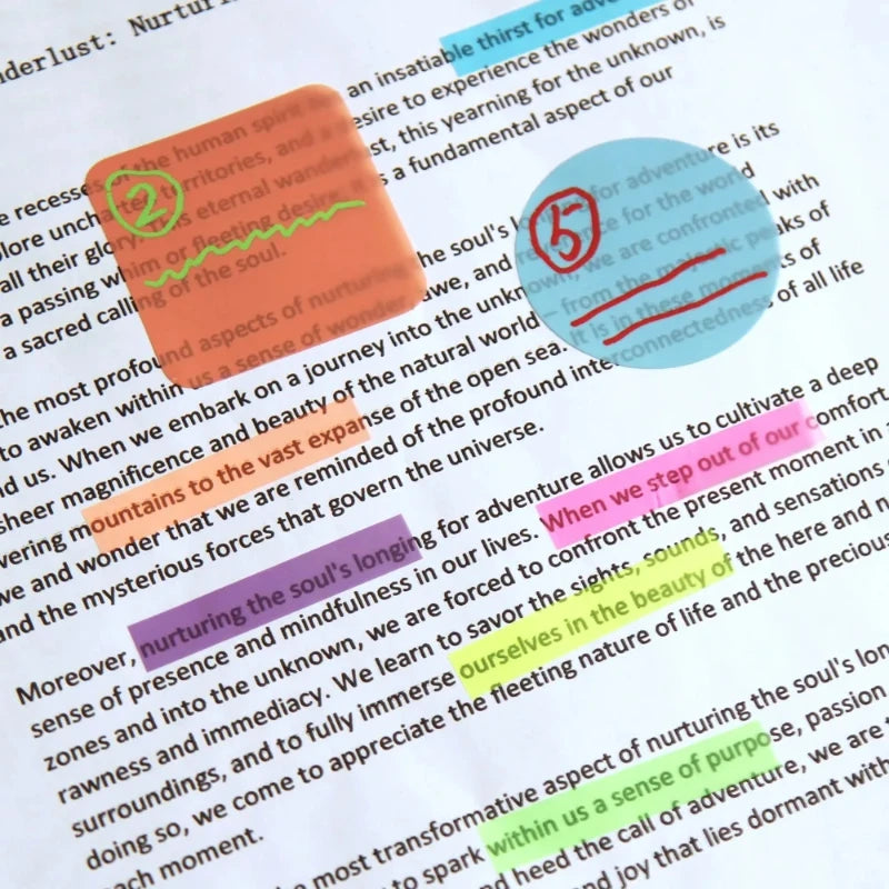 2400S Transparent Colorful Index Creative Memo Pads Office School