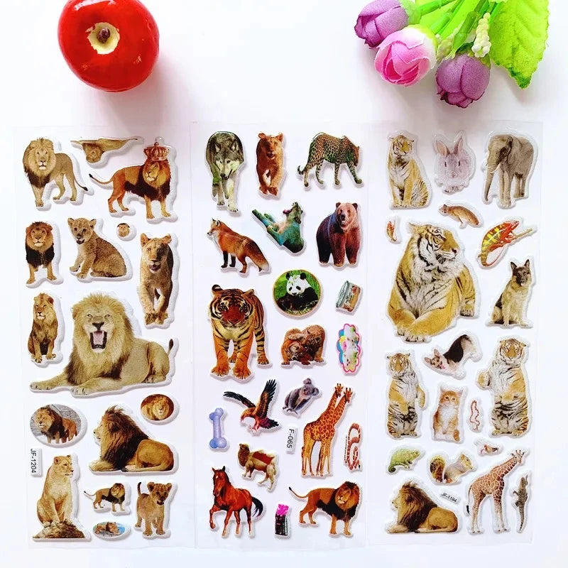 10 Sheets 3D Puffy Stickers Animals Bulk Stickers Scrapbook Decoration