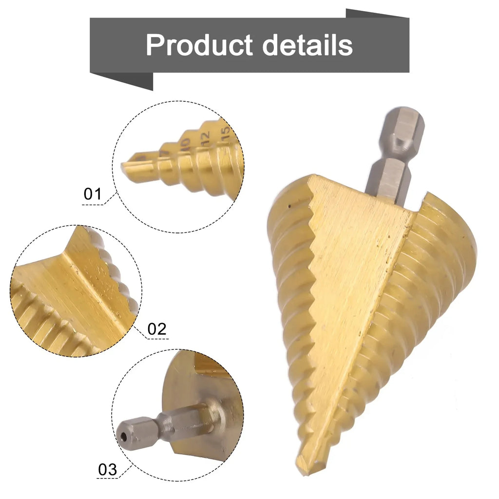 HSS Step Drill Bit Straight Groove Titanium Coated Wood Metal Hole