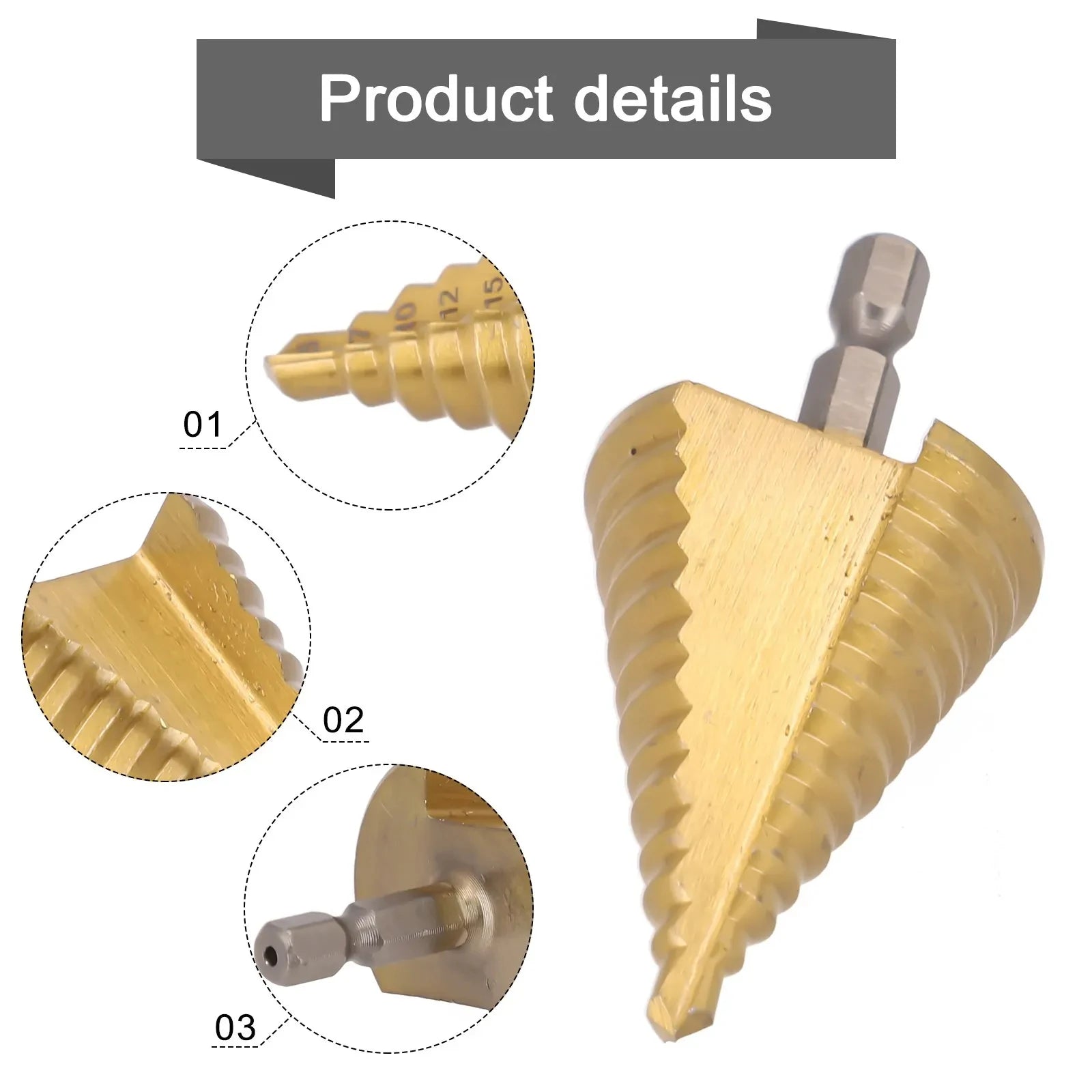 HSS Step Drill Bit Straight Groove Titanium Coated Wood Metal Hole