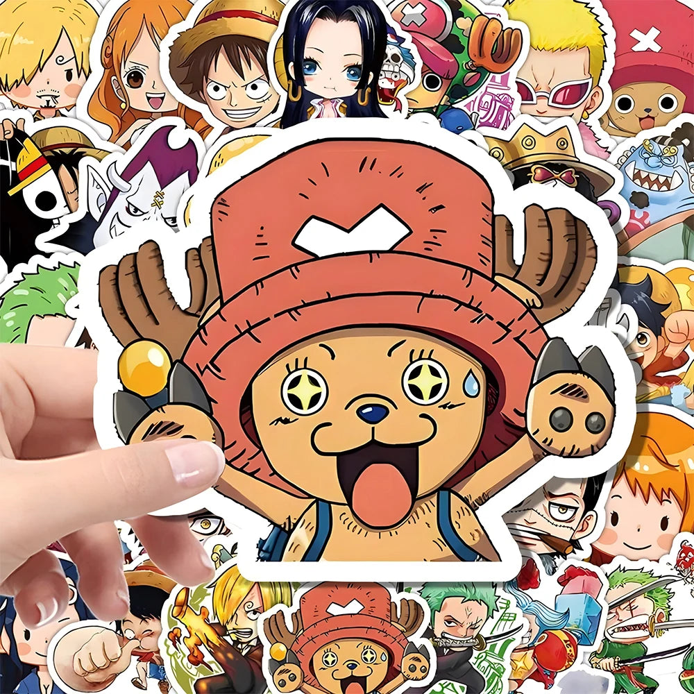55pcs One Piece Cute Cartoon Stickers DIY Skateboard Phone Case Laptop