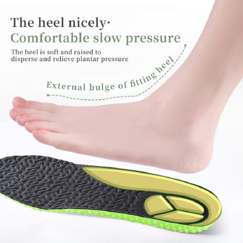 Sports Shock Absorption Insole Green Pu Memory Foam Breathable Arch
