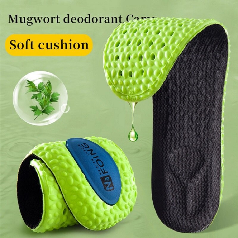 Sports Shock Absorption Insole Green Pu Memory Foam Breathable Arch