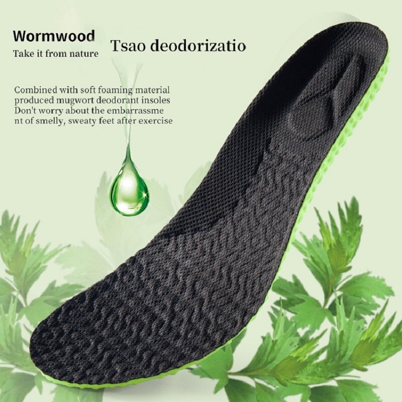 Sports Shock Absorption Insole Green Pu Memory Foam Breathable Arch