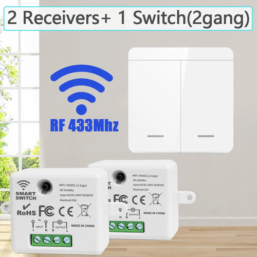 Wireless ON OFF Switch RF433 Module Remote Control Light Switch 1/2/3