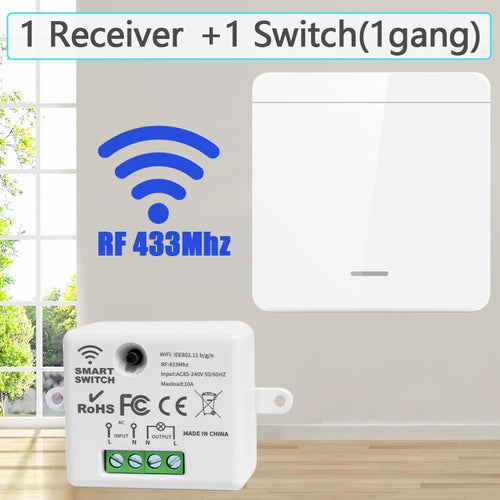 Wireless ON OFF Switch RF433 Module Remote Control Light Switch 1/2/3