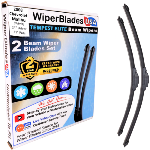 2008 Chevrolet Malibu  Hybrid Wiper Blades w/2yr Wear Warranty (Set of