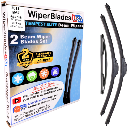2011 GMC Acadia Wiper Blades w/2yr Wear Warranty (Set of 3) w/Rear