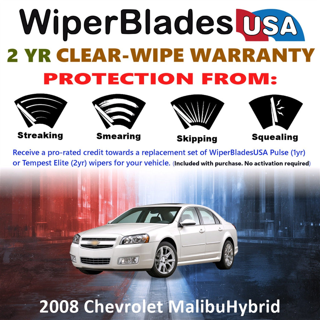 2008 Chevrolet Malibu  Hybrid Wiper Blades w/2yr Wear Warranty (Set of