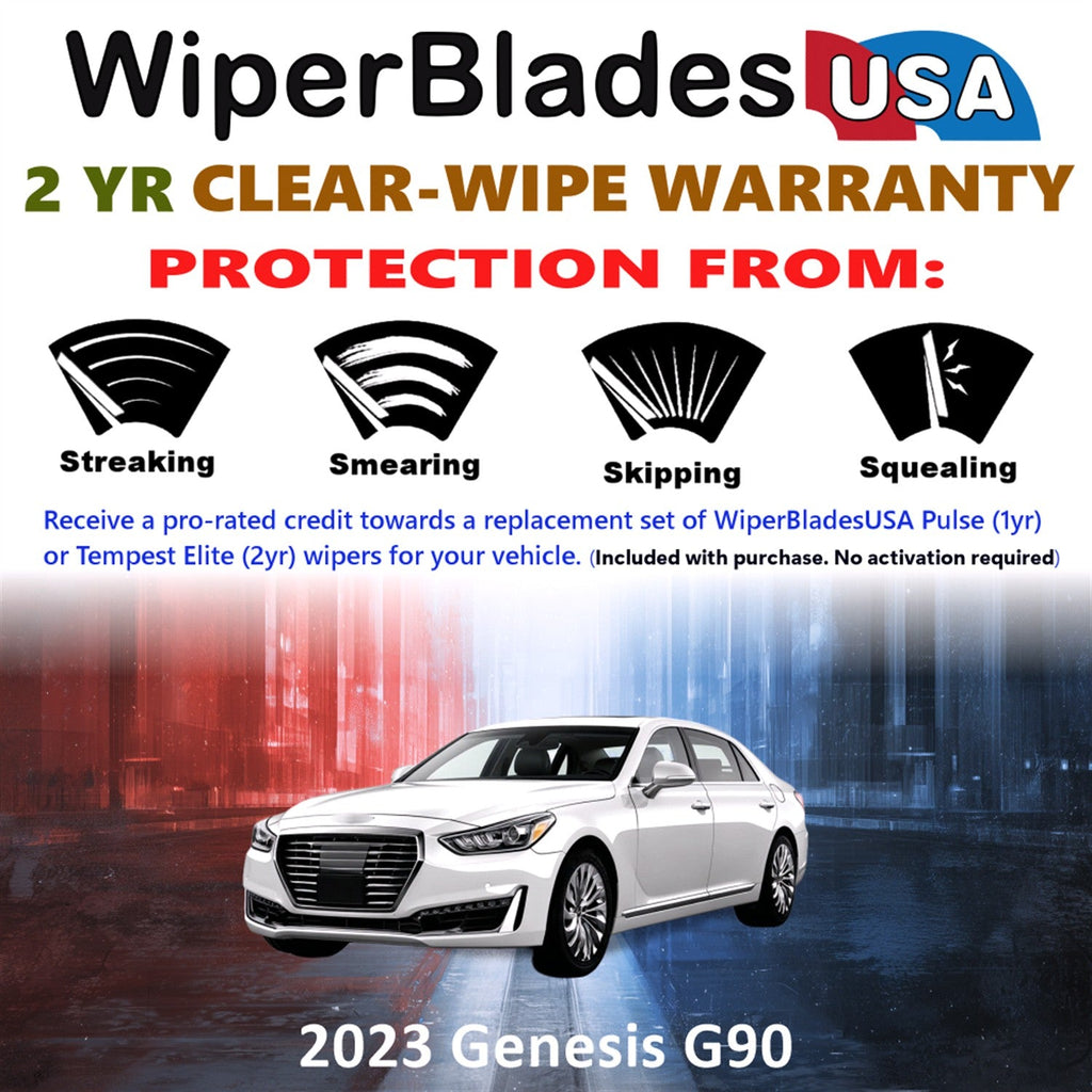 2023 Genesis G90 Wiper Blades Set w/2yr Warranty (Set of 2) Tempest