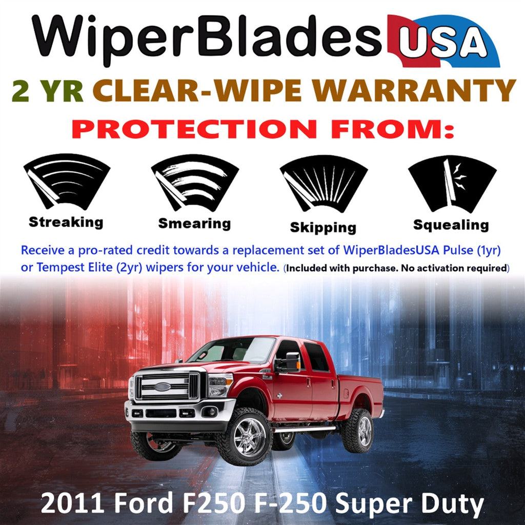 2011 Ford F250 F-250 Super Duty Wiper Blades w/2yr Warranty (Set of 2)