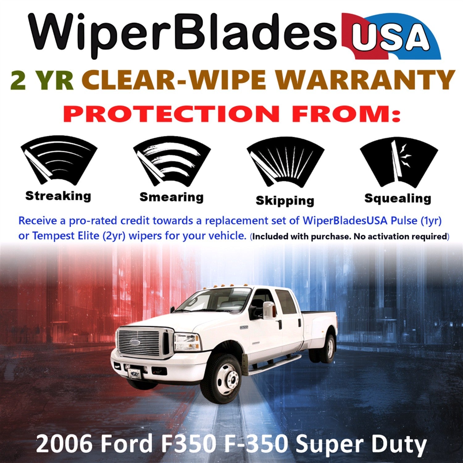 2006 Ford F350 F-350 Super Duty Wiper Blades w/2yr Warranty (Set of 2)