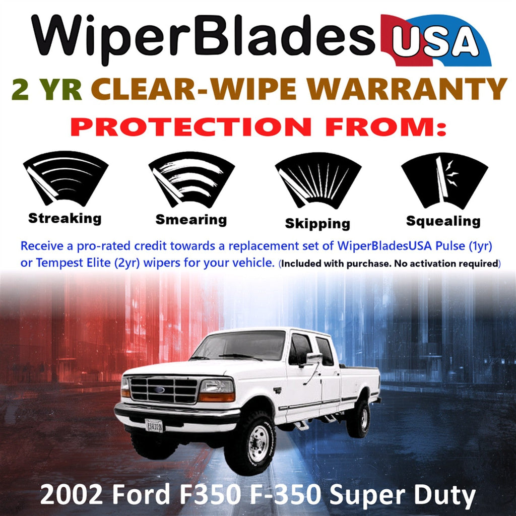 2002 Ford F350 F-350 Super Duty Wiper Blades w/2yr Warranty (Set of 2)