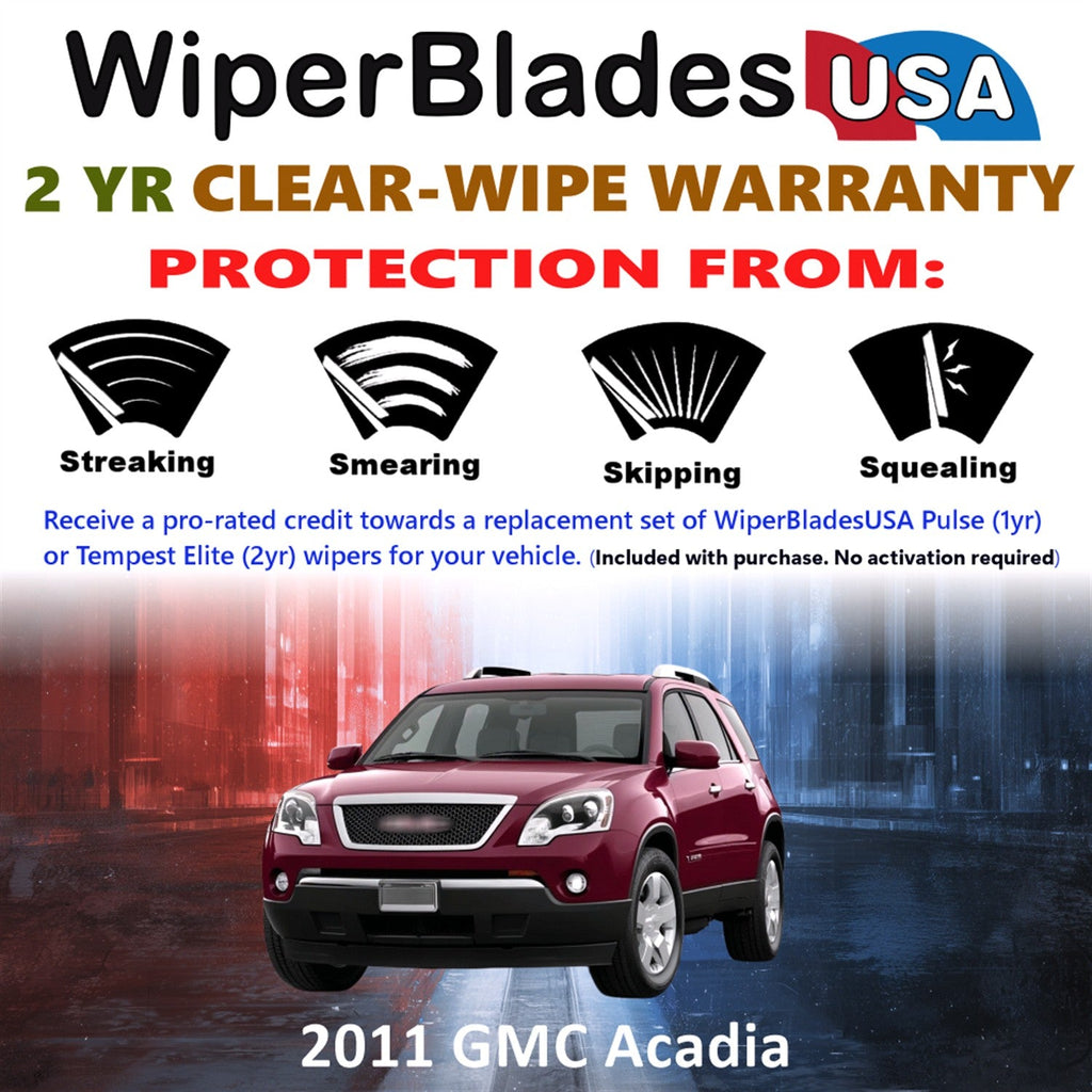2011 GMC Acadia Wiper Blades w/2yr Wear Warranty (Set of 3) w/Rear
