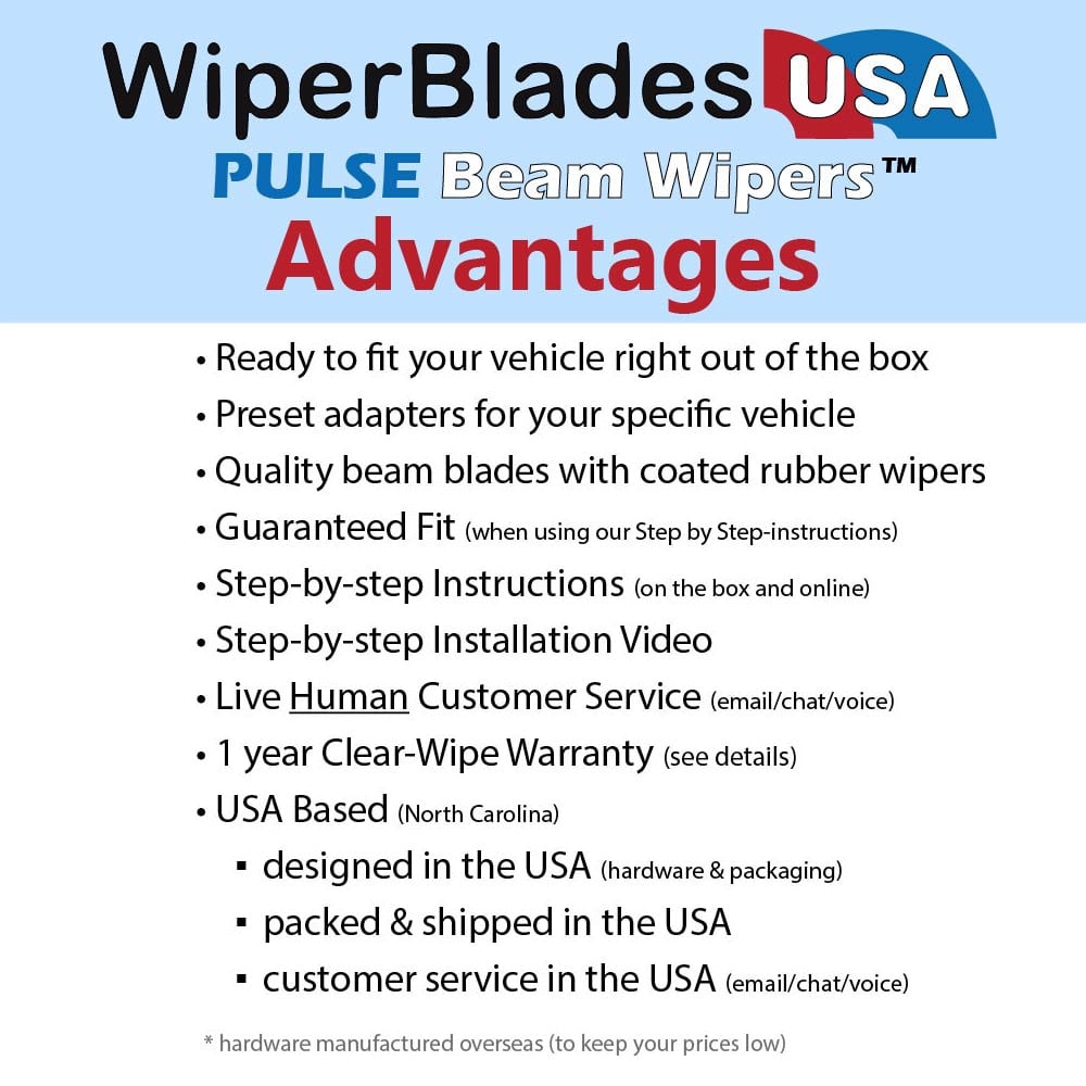 2007 Ford E250 E-250 Wiper Blades w/1yr Wear Warranty (Set of 2)