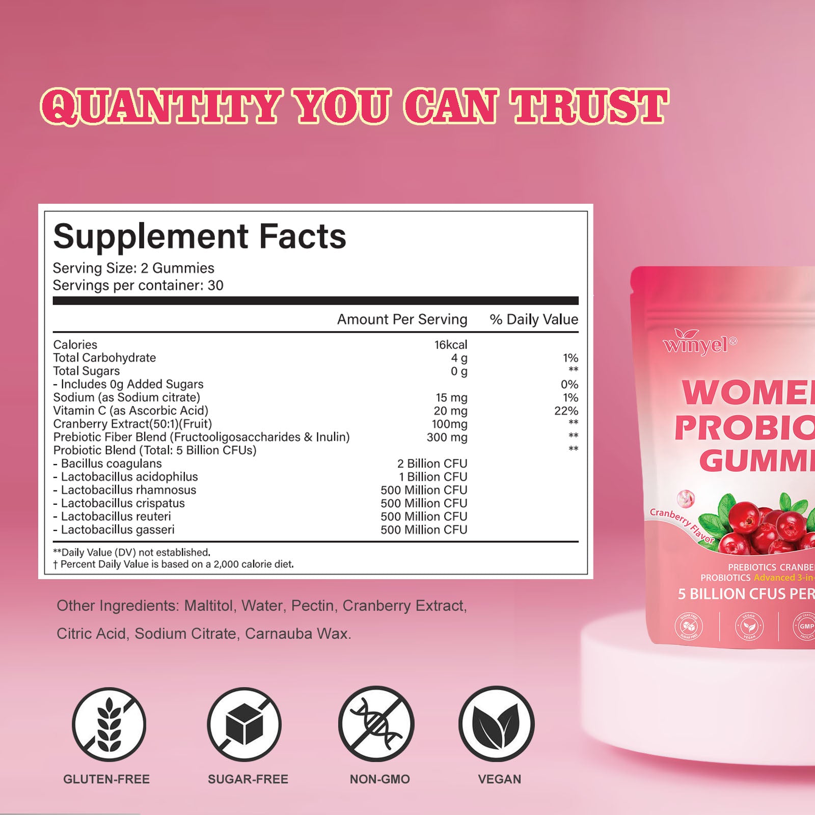 Cranberry Probiotic Gummies  Targets Body Odor, Women's Health, And PH