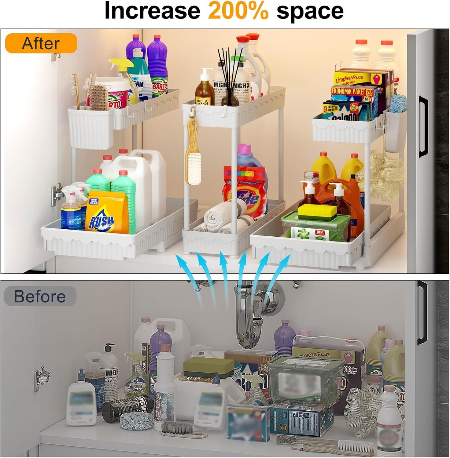 3 Pack Multi-Purpose Under Sink Organizers and Storage, 2026 L-Shaped