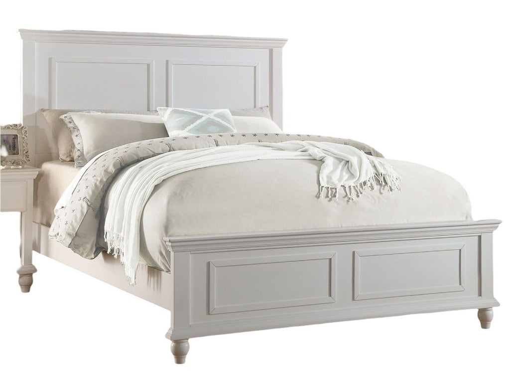 White Color Queen Size Bed Bedroom Furniture High Panel Headboard