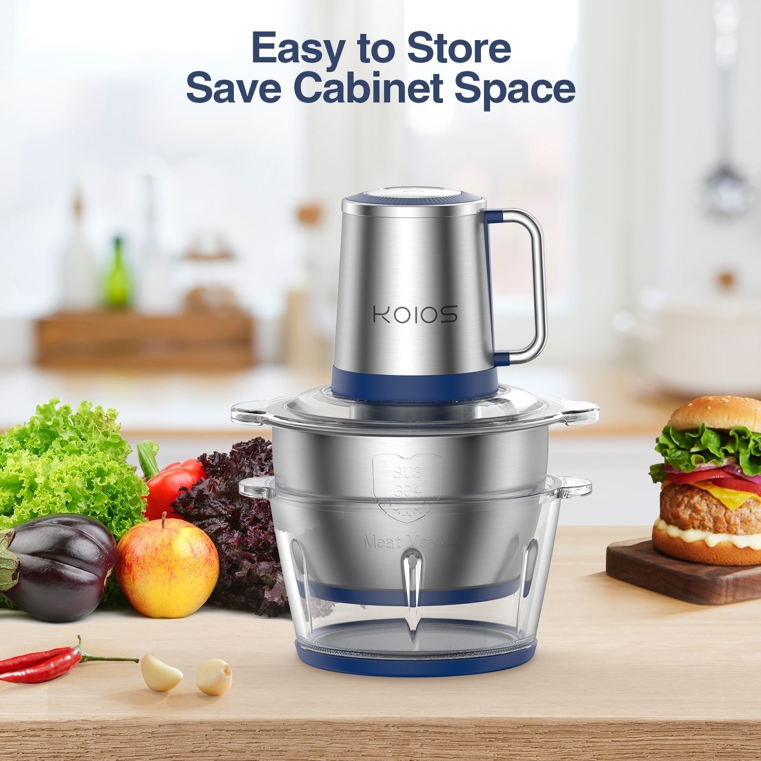 KOIOS 2L Electric Food Chopper Processor Vege Meat Grinder Mixer 2