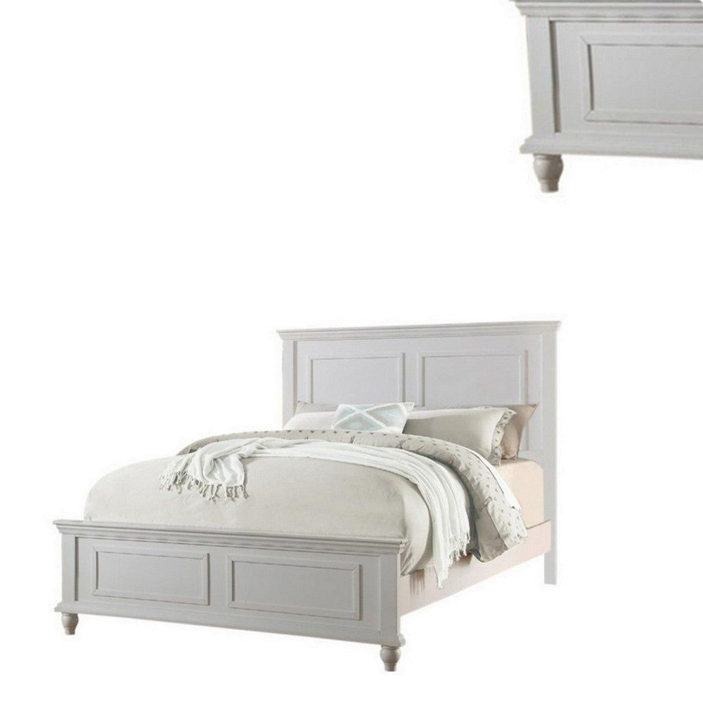White Color Queen Size Bed Bedroom Furniture High Panel Headboard