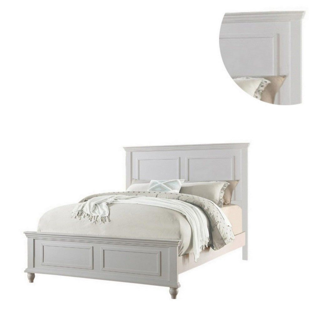 White Color Queen Size Bed Bedroom Furniture High Panel Headboard