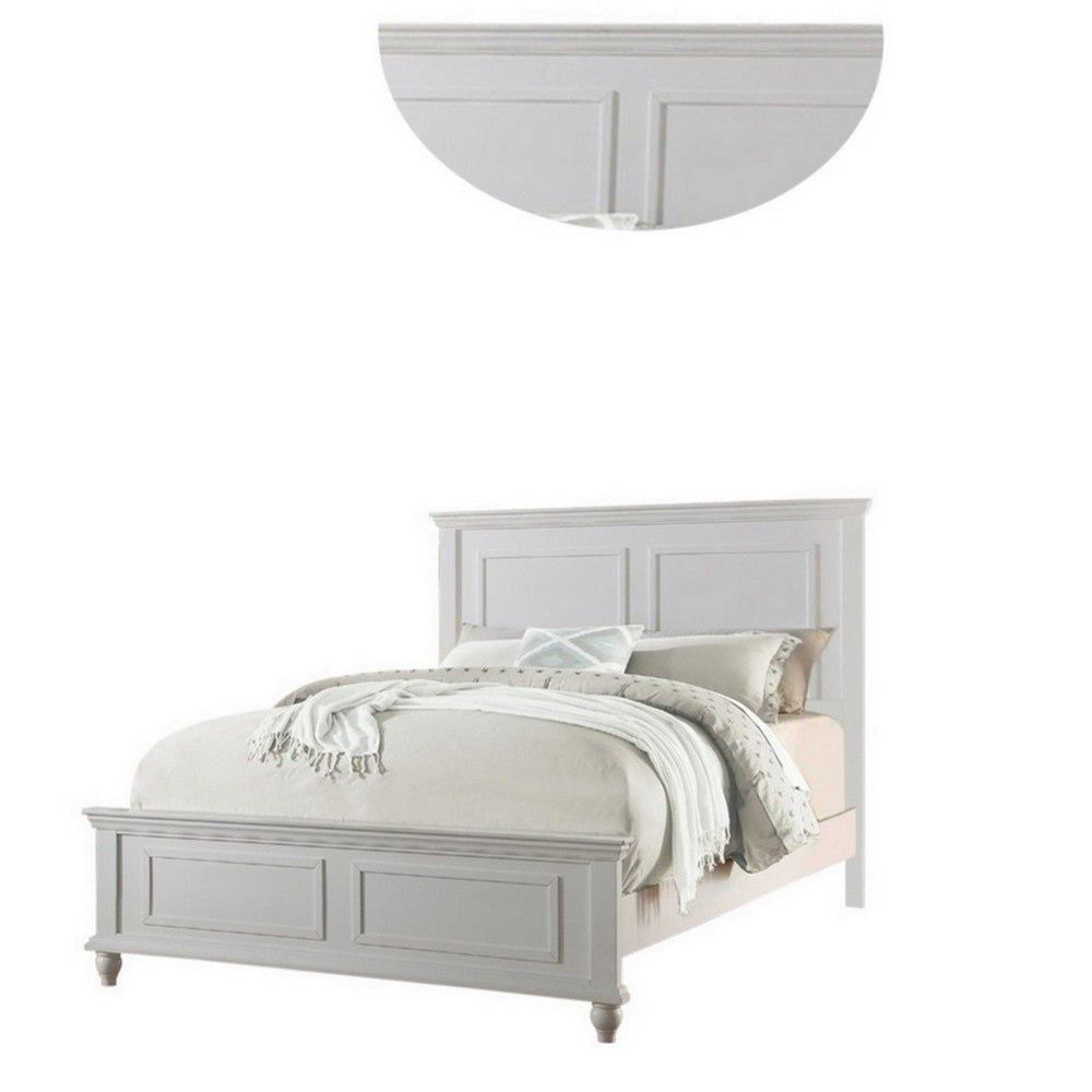 White Color Queen Size Bed Bedroom Furniture High Panel Headboard